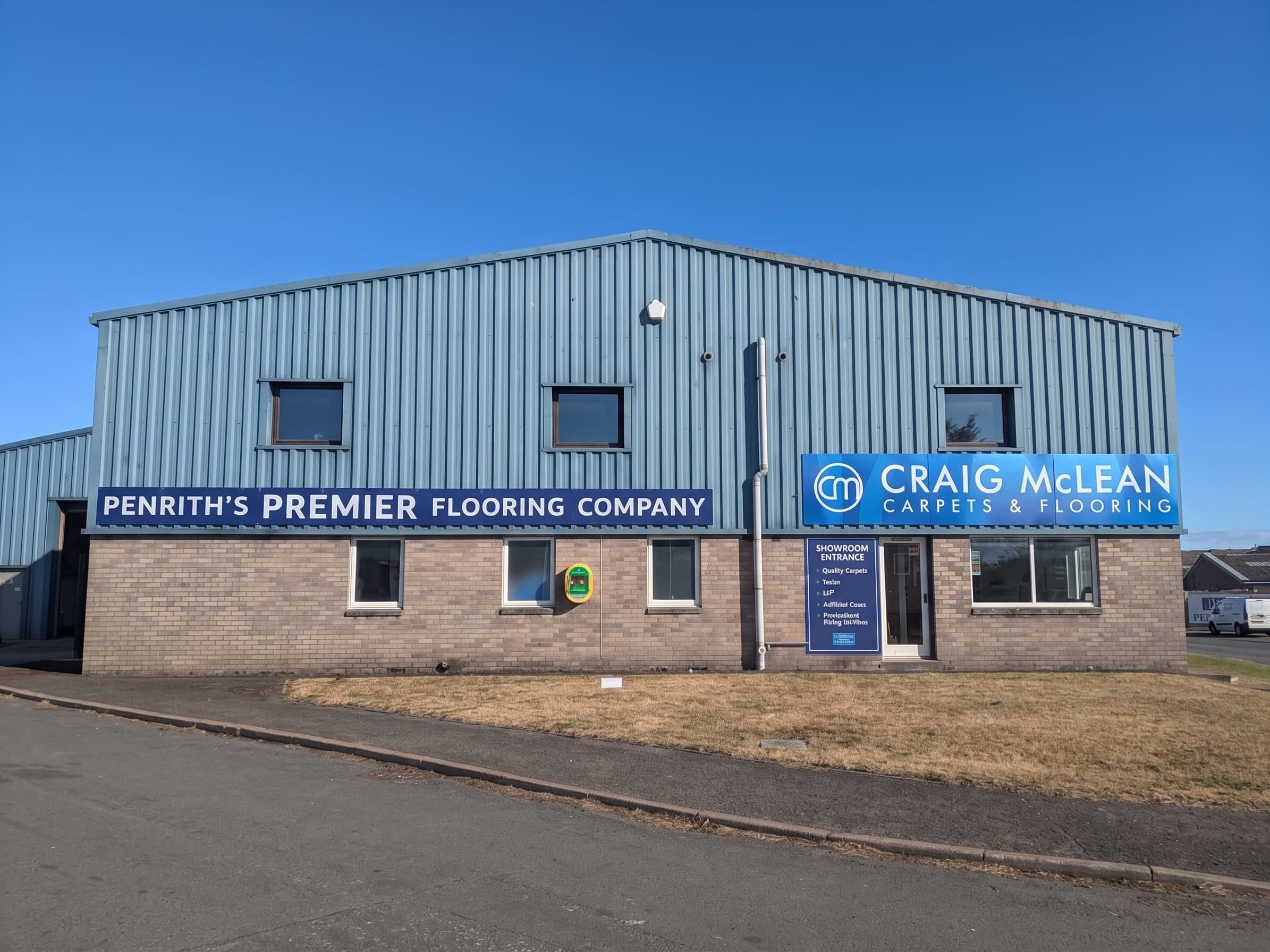 The showroom entrance at Craig McLean Carpets & Flooring, Haweswater Road, Penrith